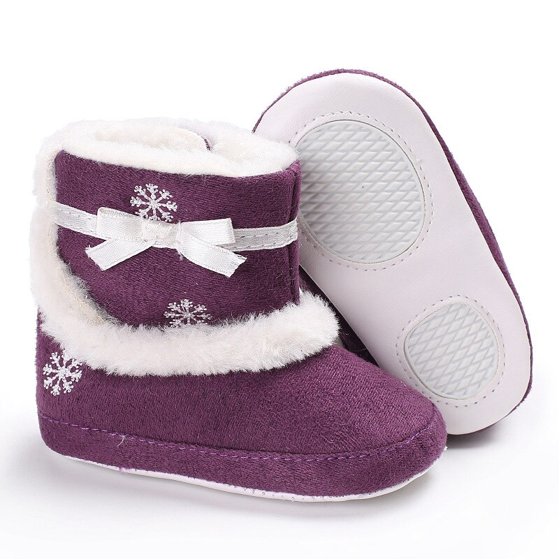 Noël bébé fille hiver neige bottes Crochet tricot polaire bébé chaussures enfant en bas âge laine infantile doux bas premiers marcheurs chaussons