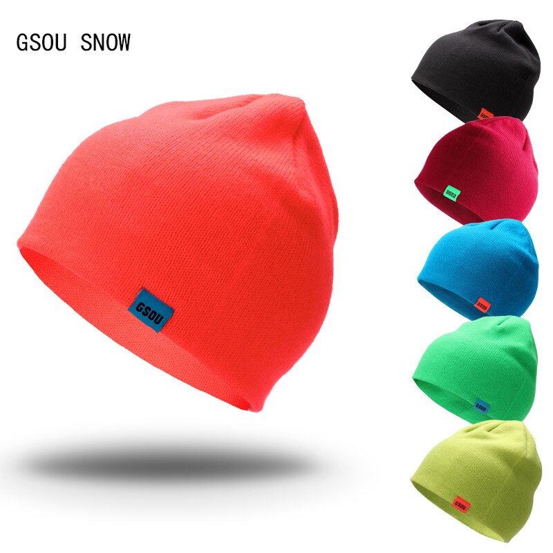 Gsou snow merk heren skimuts dames snowboard herfst en winter outdoor neutraal bergbeklimmen reizen warme gebreide skimuts