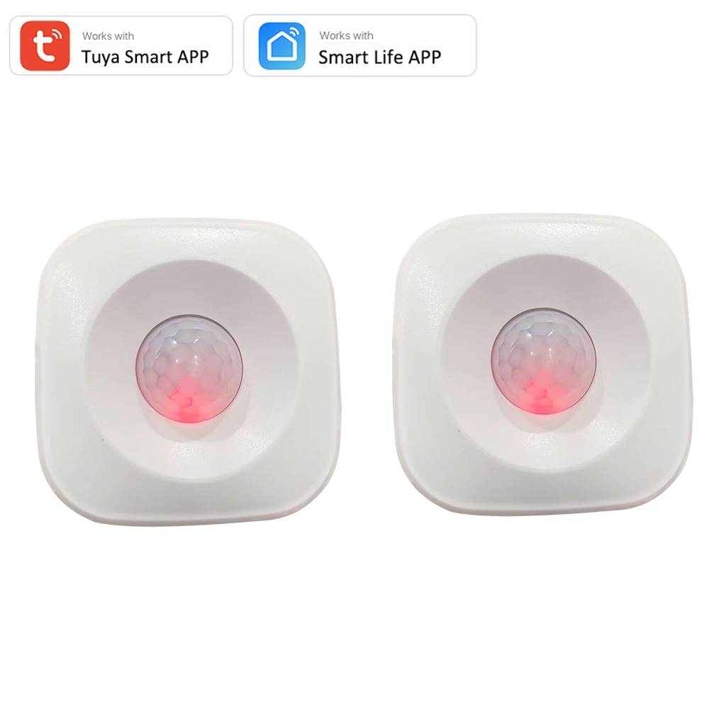Tuya WIFI PIR Motion Sensor Detector Movement Sensor Smart Life APP Wireless Home Automation System Work with Alexa Scenario Set: 2 PCS