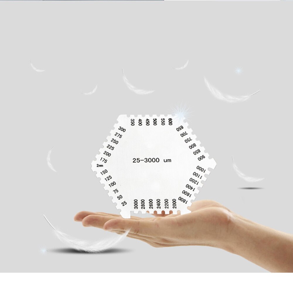 Strumento del tester del tester del calibro del pettine di spessore del pettine del film bagnato dell'acciaio inossidabile di esagono di alta precisione 25-3000um