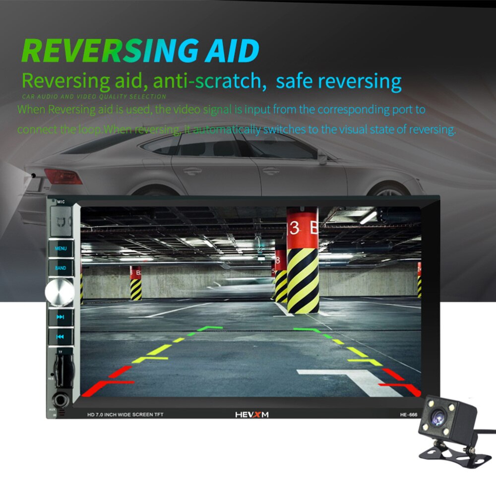 7 Inch Universal Car Radio Stereo MP5 TFT Touch Screen Wireless Rearview Camera