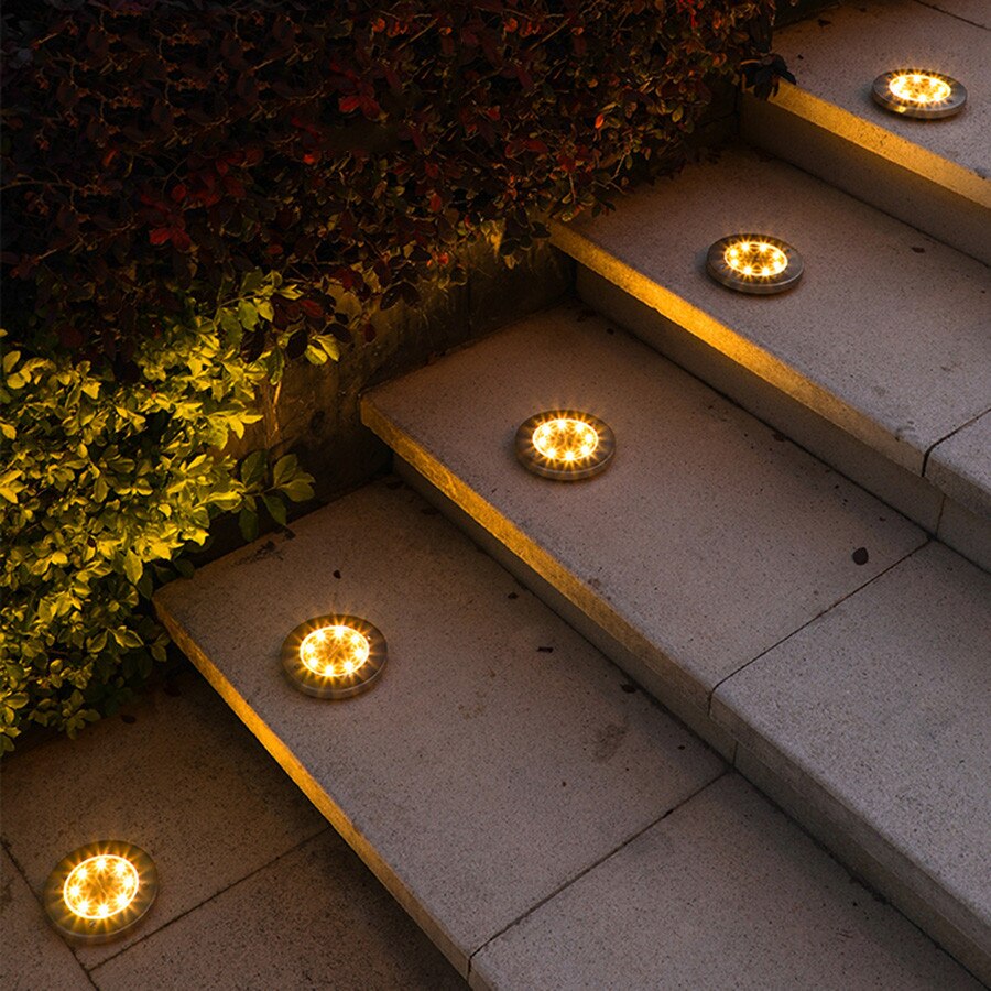 Solar Power Begraven Trap Licht 8Leds Outdoor Garden Pathway Floor Deck Solar Schijf Licht Patio Road Landschap Solar Ground lamp