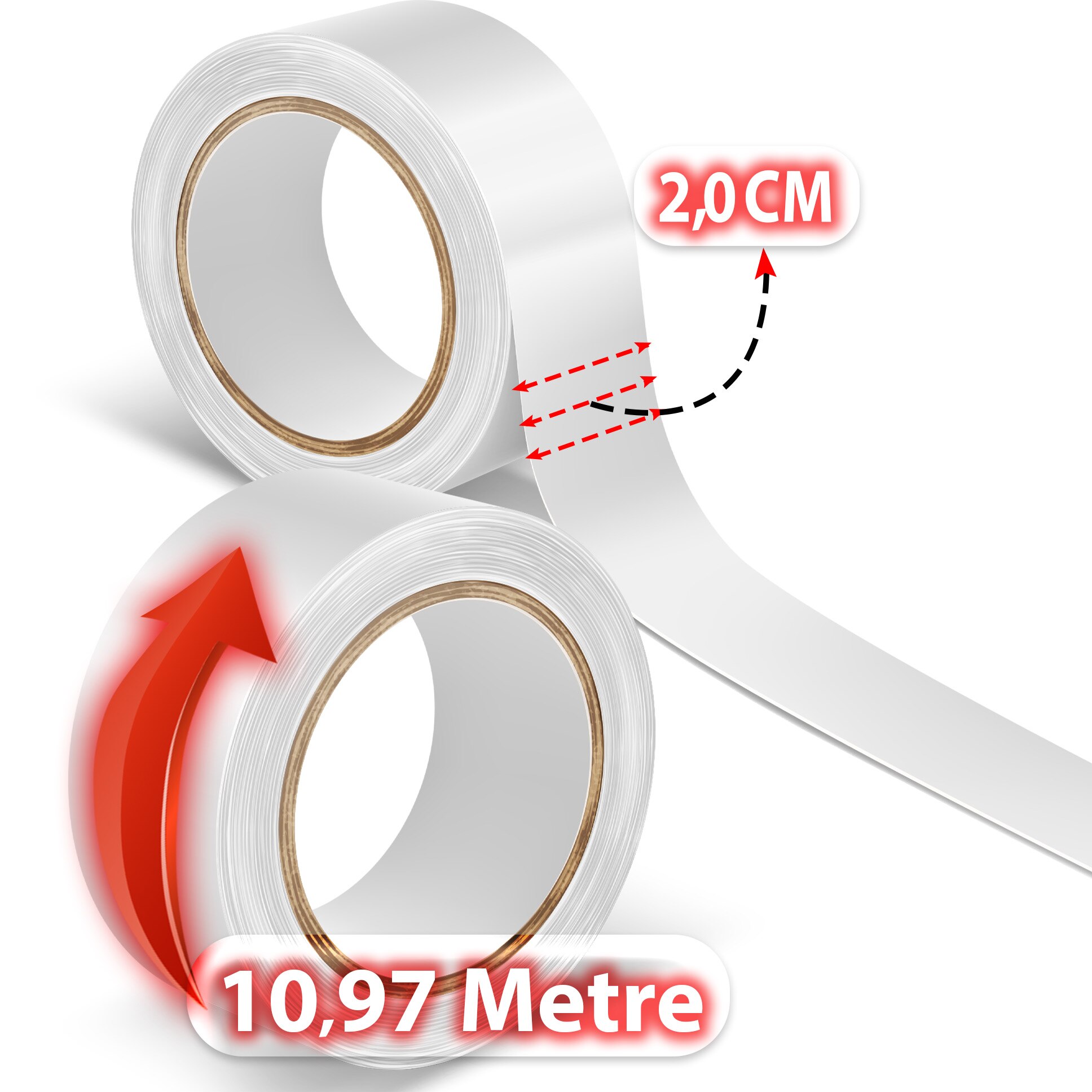Walker Tape Sensi-Tak Adhésif Rouge Double Face - Rouleau 3m Ou 11m Pour Systèmes Capillaires