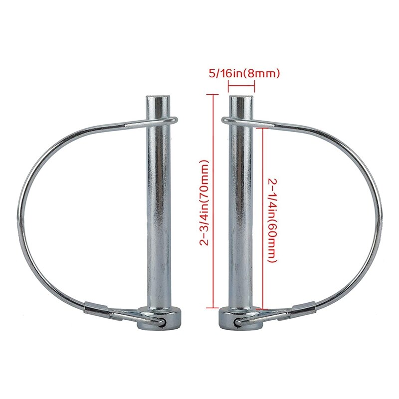 HLZS-10Pcs Wire Lock Pin, 5/16 Inch Shaft Locking Pin Hitch Pin with Round Arch Wire Retainer for Farm Trailers Lawn Garden