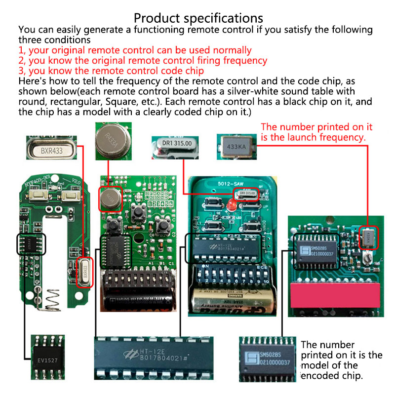 ada 433MHz RF Clone Remote Control Copy Transmitter Cloning Learning Fixed Code Duplicator do drzwi garażowych CAME NICE Doorhan