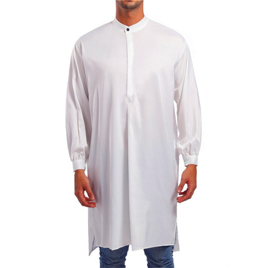 Arabische jubba thobe voor mannen, karftan, lange mouwen, effen gewaad, ramadam, moslim, dubai, eid mubarak abaya, islamitische kleding