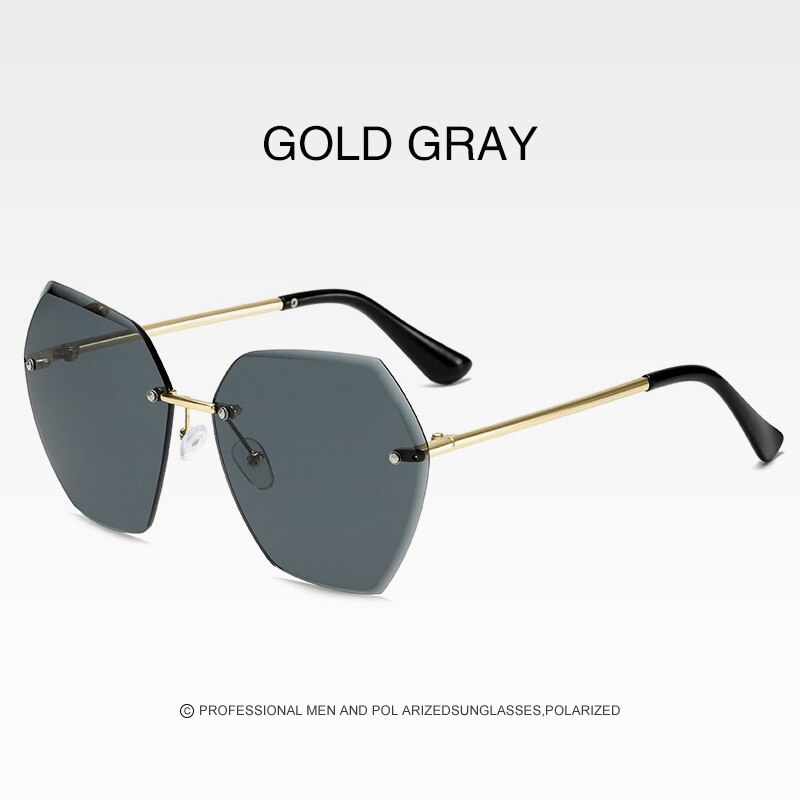 Gafas de sol de sin marco para mujer, gafas poligonales recortadas de de sin montura, Gafas de Metal cuadradas con degradado océano UV400: Color 06