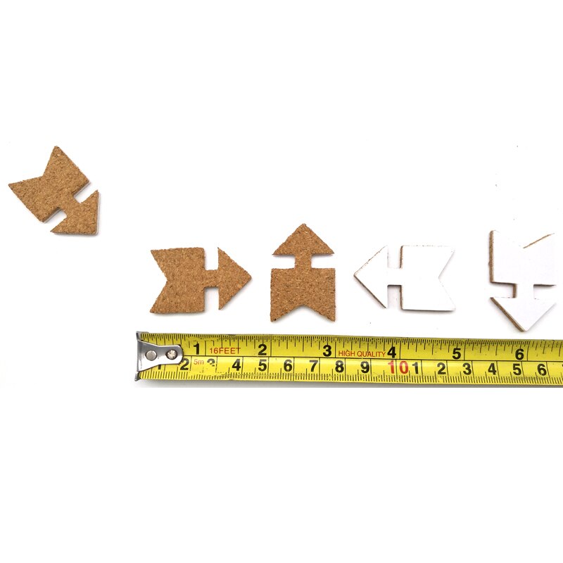 5pcs/set Big Arrows Sharp Cork Wood Message Board Phellem Cork Wooden Bulletin Board Single Soft Wood Wall Board with Sticker