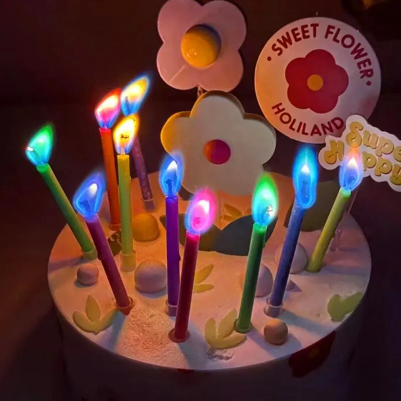Velas coloridas para decoração, velas coloridas, chamas seguras, suprimentos para festas de aniversário, casamento e sobremesa, velas de bolo, 6 PCs, 12PCs