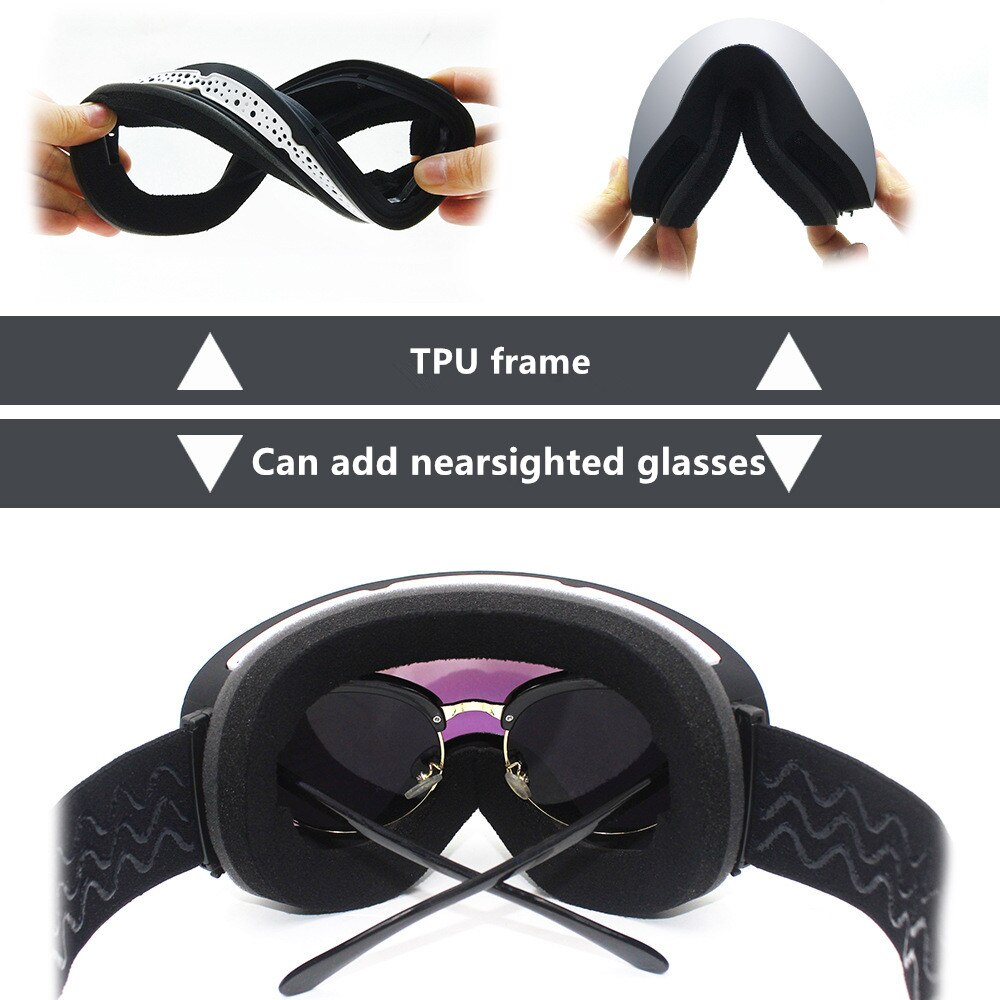 Ski Goggles PRO - Frameless Spherical Ski Glasses Double Anti-Fog And Windproof Goggles Adult Men And Women Mountaineering Ski