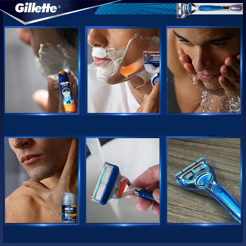 Gillette-cuchillas de afeitar de la serie Fusion, cabezales de corte de barba de repuesto de 5 capas, 4 cuchillas de piezas para afeitadora Gillette Fusion