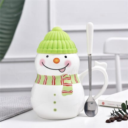 Christmas Ceramic Coffee Mug 3D Snowman Cartoon Milk Breakfast Cup Christmas: D 620ML