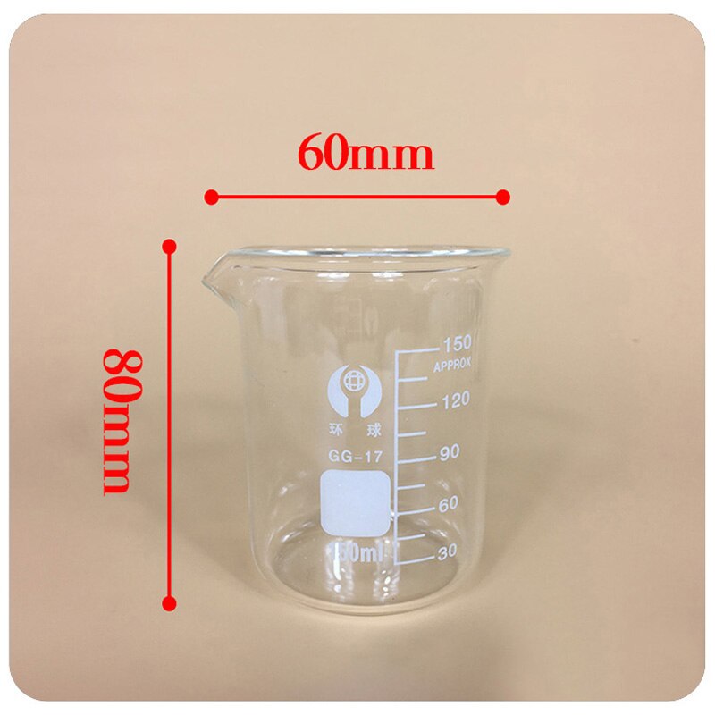 150ml 12 pièces/ensemble bécher Pyrex verre borosilicate laboratoire verrerie chimique tasse à mesurer fond plat pour test scientifique