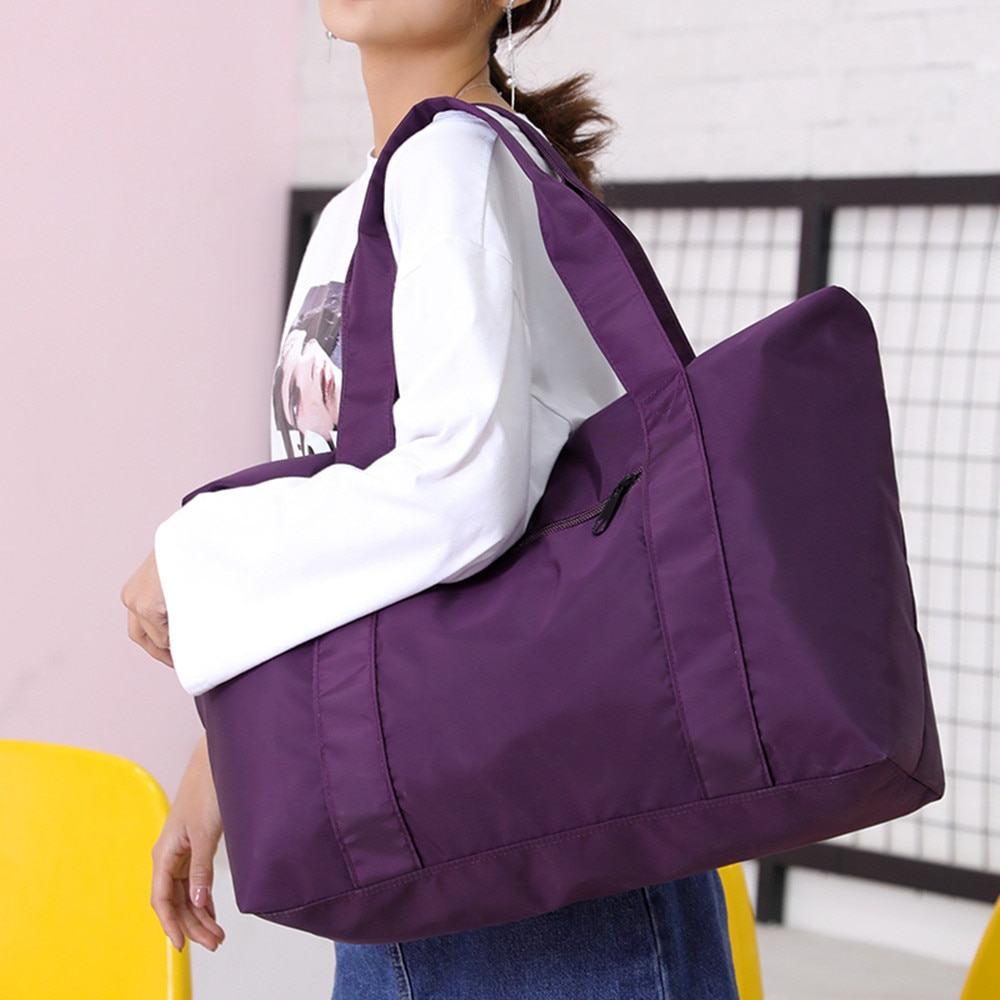 Avslappnad tote kvinna nylon axelväska stor kapacitet vattentät dragkedja solida väskor och handväskor bolsa feminina sac modis