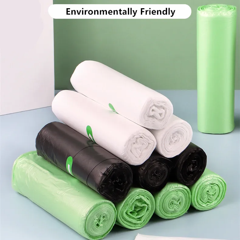 100 Uds bolsas de basura biodegradables clasificadas limpieza desechable cocina almidón bolsas de basura degradables ambientales