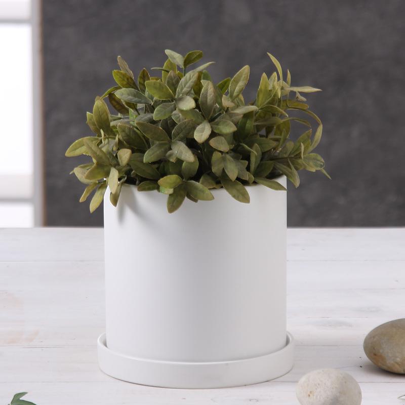 Pot de fleur en céramique conteneur avec plateau Pot de rangement maison vert nordique Pots de plantes pour fleurs Ins décoration de Pot de fleur moderne: white / 11x11x11cm