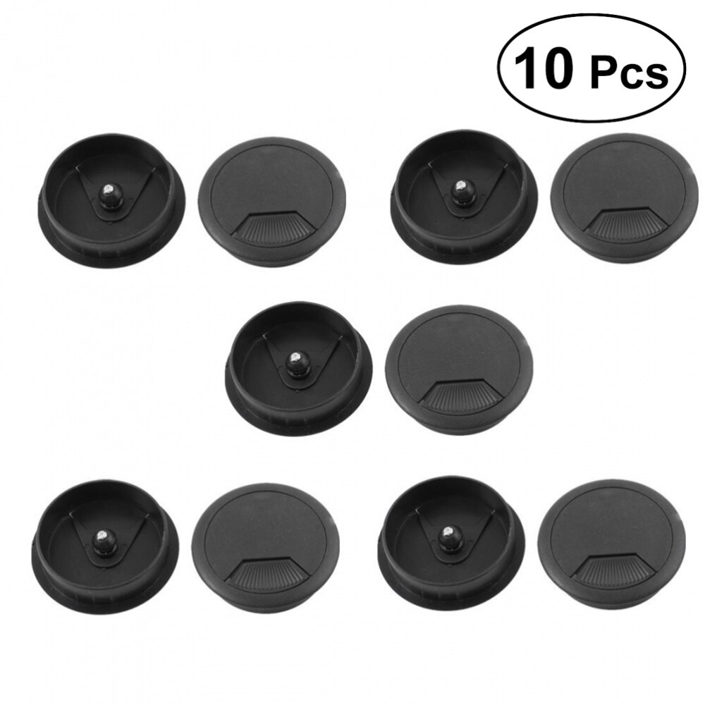 12 Stuks Kabel Gat Cover 50Mm Diameter Grijs Wit Kabeldoorvoerklep Tidy Kabel Organizer Cord Hole Cover Voor Kantoor thuis: Black