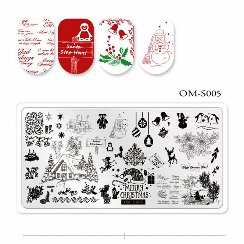 1Pcs Halloween Nail Stamping Plates Pumpkin SPider Pattern Plate Christmas Snowflake Santa Nail Art Image Stamp Templates OMS112: 5