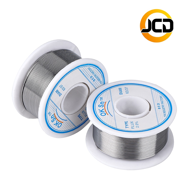 JCD 100g Lözehn Draht 0,8mm 1,0mm 1,5 MM 60/40 Zinn blei 45FT Fluss 2,0 Drähte Schmelzen Kolophonium Ader Entlözehn Lot Lot Draht Werkzeug