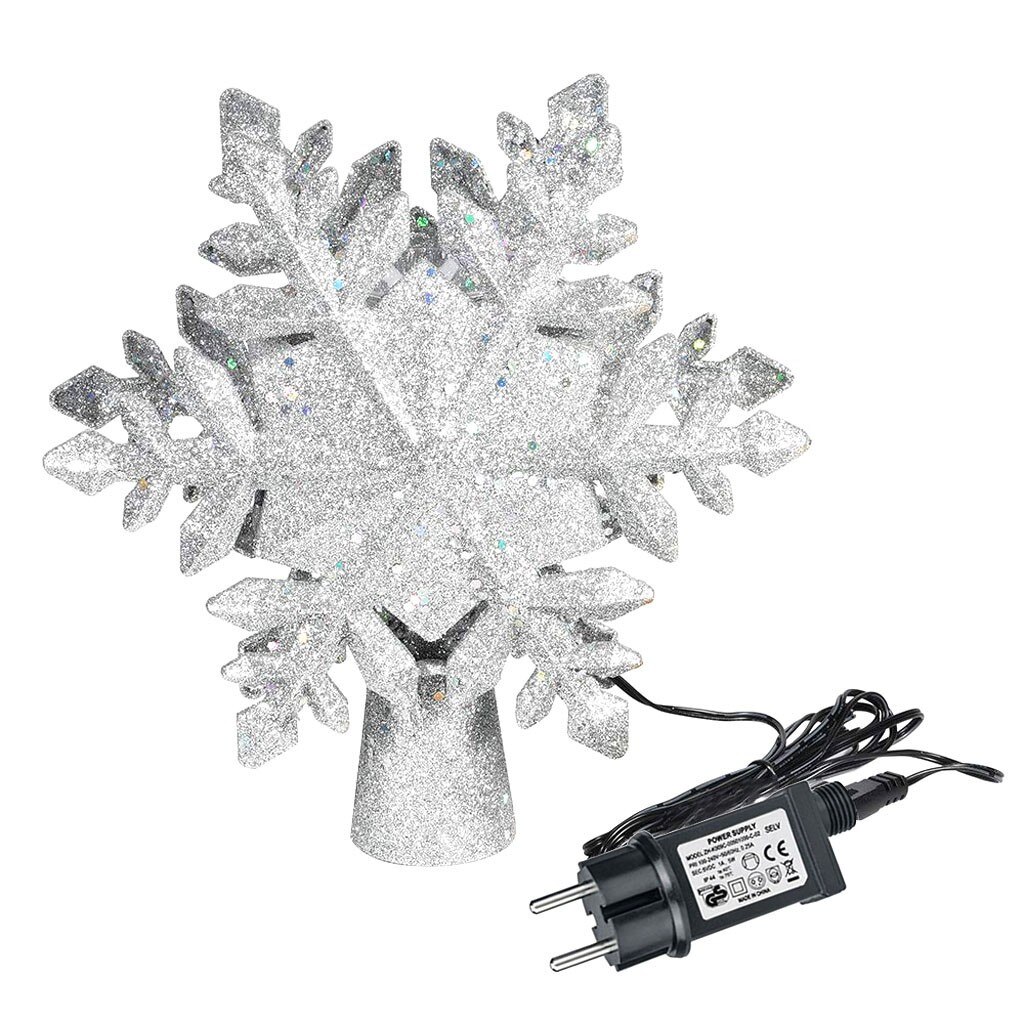 Christmas Tree Topper Snowflake Shape Projection Light Christmas Tree Fairy-Christmas Tree Snowflake Shape Decoration Light