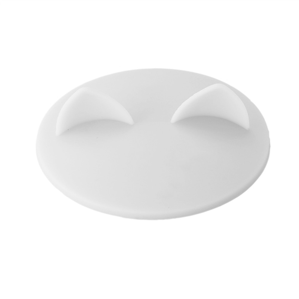 Food-grade Silicone Cat Ear Coffee Mug Glass Cup Cover Lid Cap: white