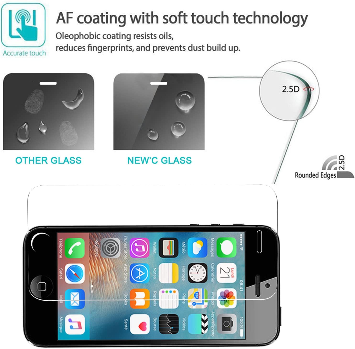 Protecteur d'écran pour Apple iPhone 4 4s SE 5 5s 5c HD, 2/4 pièces, verre trempé