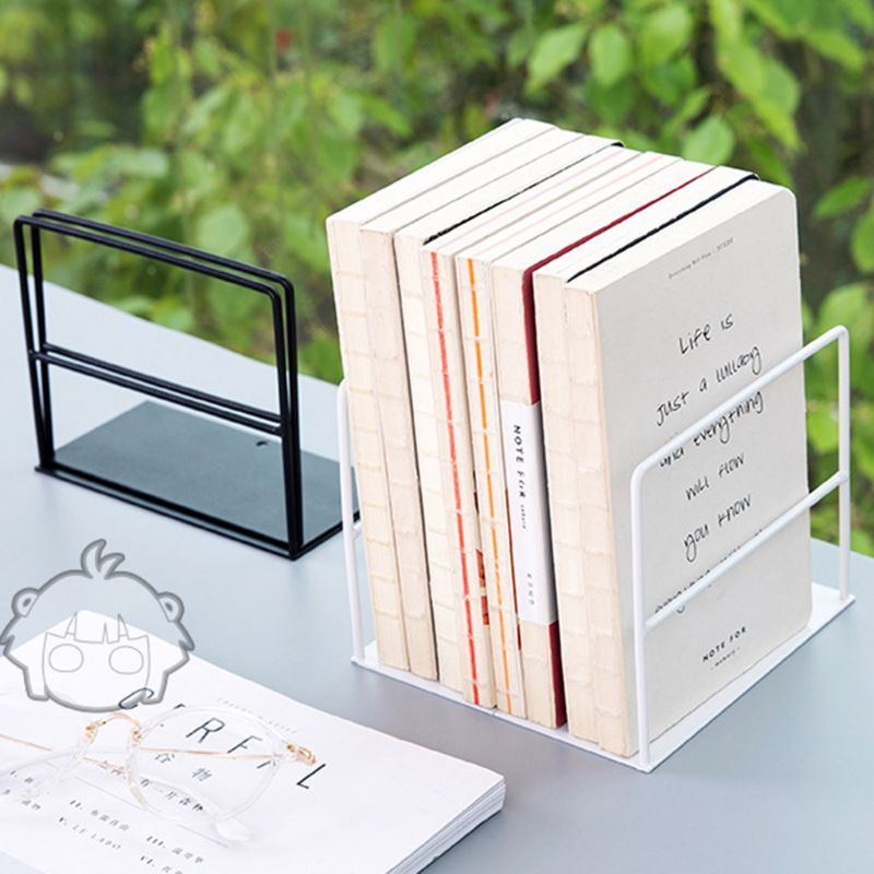 Sujetalibros de hierro forjado para libros, soporte sencillo para escritorio, organizador de revistas, soporte para estante, 1 par
