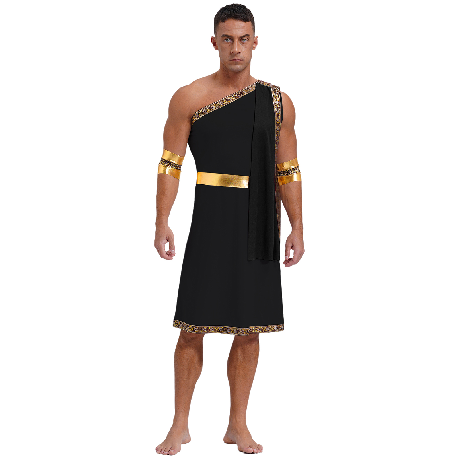 Men's One Strap Toga Costume Ancient Greek Roman Halloween Cosplay Costume Fancy Prom Dress for Carnival Themed Party Dress Up