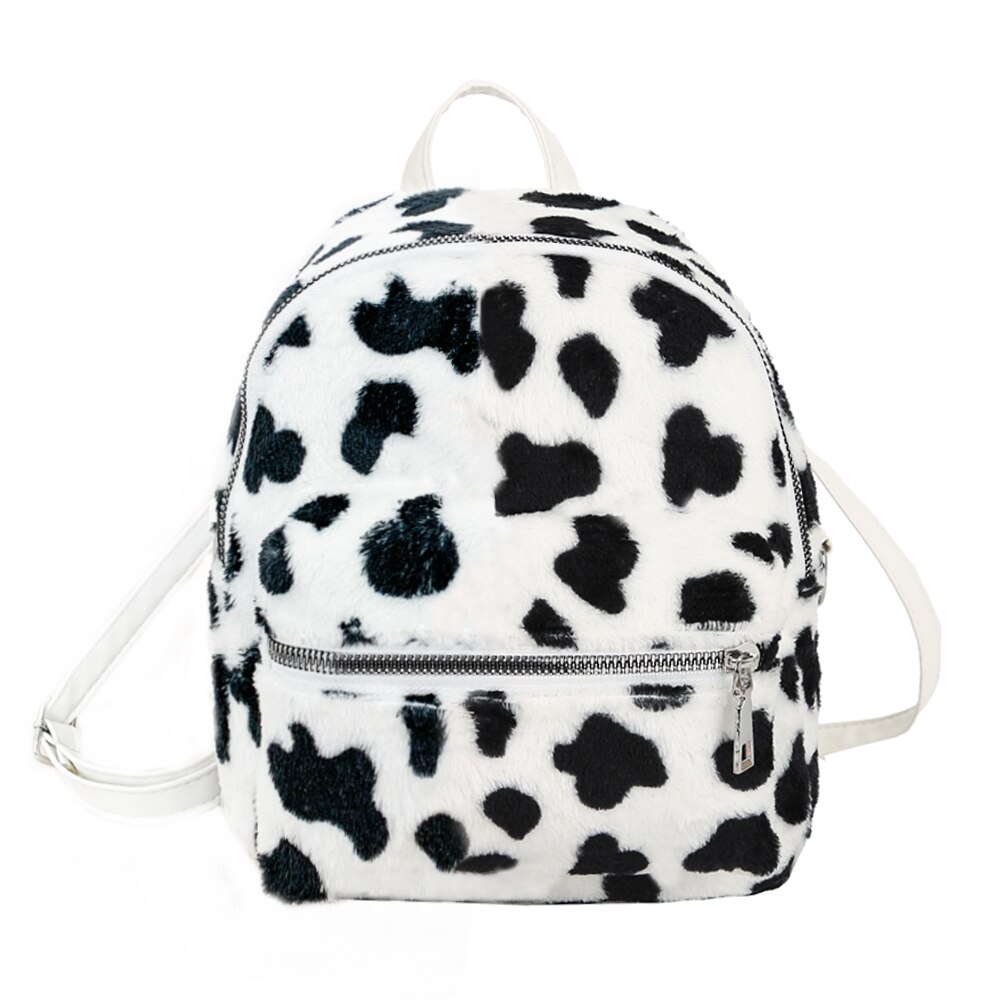 Mode Koe Zebra Gedrukt Schooltassen Vrouwen Meisjes Pluche Mini Schouder Rugzak Vrouwelijke Toevallige Rugzak Rugzak: 3