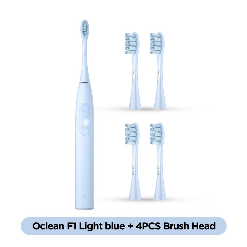 EU wersja Oclean F1 elektryczna soniczna szczoteczka robić zębów IPX7 wodoodporna inteligentna szczoteczka robić zębów szybkie ładowanie trzech trybów szczotkowania: L niebieski n 4szt głowa