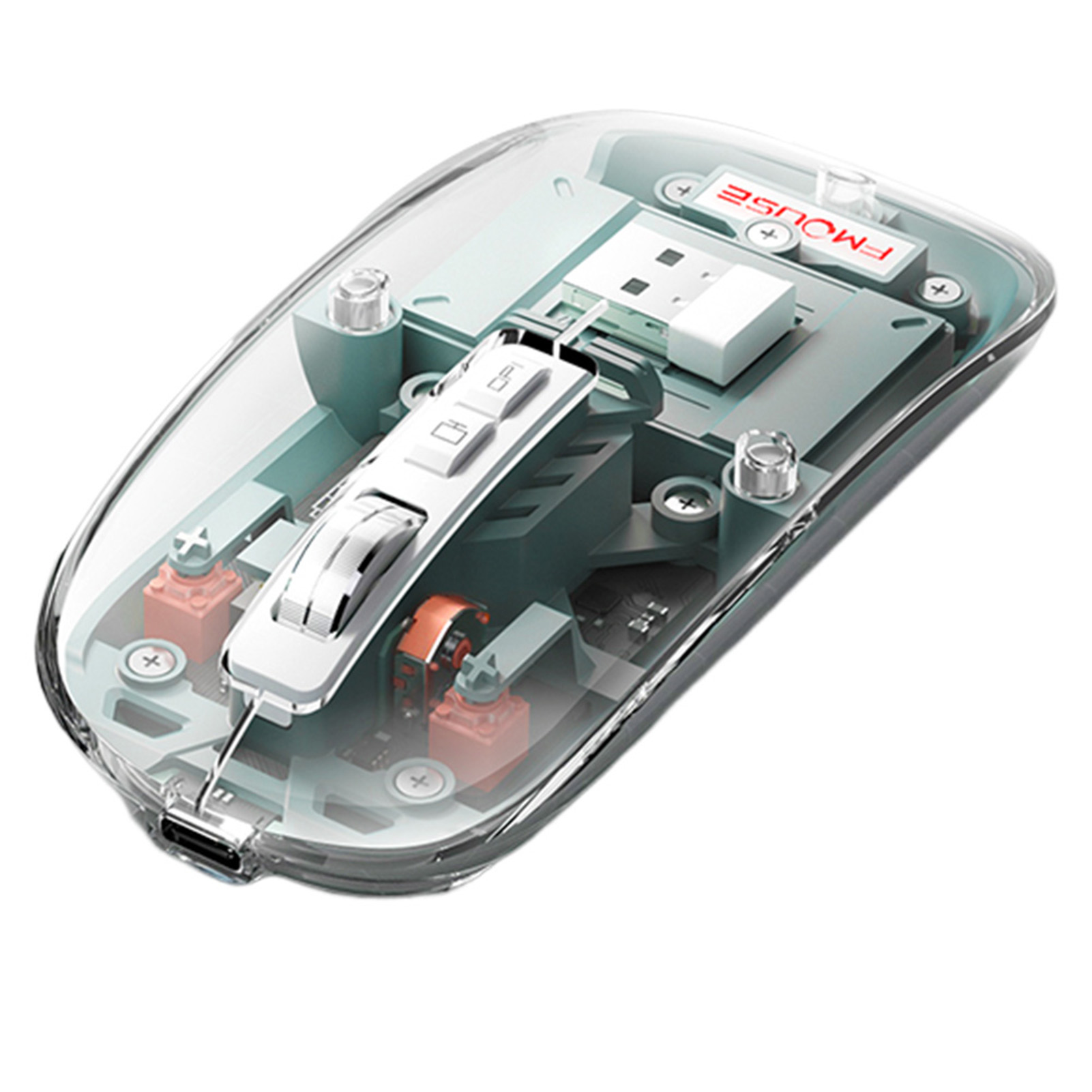 Souris sans fil Bluetooth aste, rétroéclairage RVB, souris de jeu, photoélectrique, transparente, muet, PC Gamer, 3 modes, 2400Dpi: Vert foncé