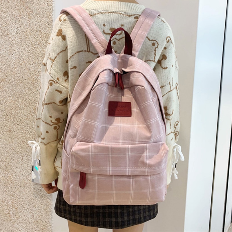 Hocodo Plaid Vrouwen Rugzak Student Leuke Schooltas Rugzak Vrouwelijke Mochilas Feminina Schooltassen Voor Tiener Girs Canvas Tas