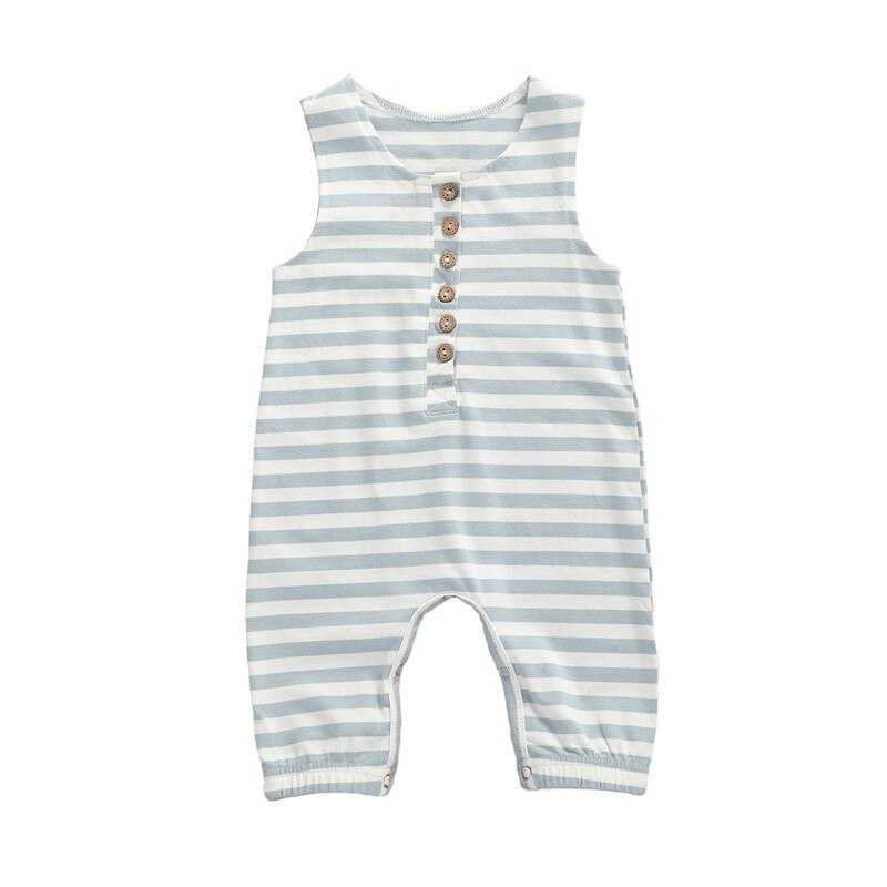 Baby Jongens Meisjes Gestreepte Gedrukt Rompertjes Baby Baby Jongen Meisje Mouwloze Knop Jumpsuit Een Stuk Jumpsuit Zomer Outfits 0-18M: C / 6m