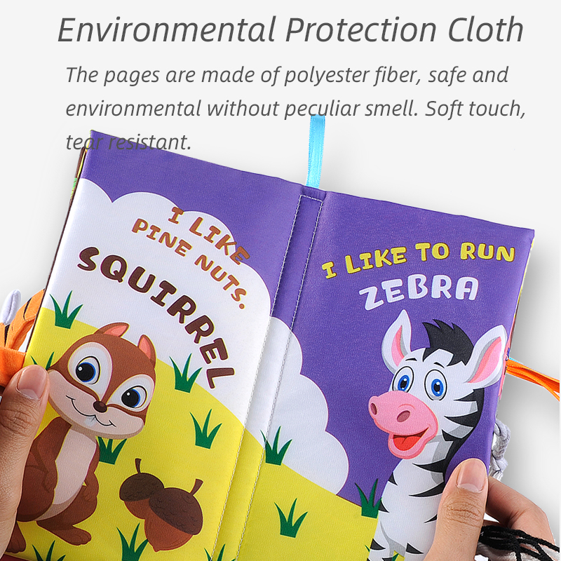 Infant 3 Style Baby Cloth Books Early Learning Educational Toys with Animals Tails Soft Cloth Development Books Rattles