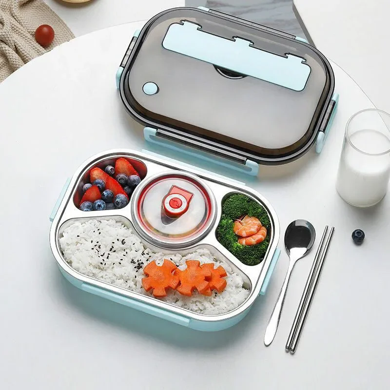 4 Compartment Sealed Lunch Box Stainless Steel Insulated Lunch Box Lunch Box Picnic Storage Multi-compartment Children's Bowl: Default Title