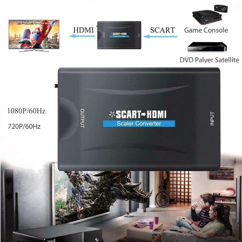 1080P SCART To HDMI Audio Video Converter Cable Adapter For DVD Player Television Digital Cables