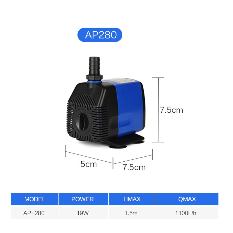 JEBO Adjustable Flow Water Pump For Aquarium Fish Tank Aquarium Pump Submersible Pump High Power 5/9/19/26/62/65w: AP-280 19W / US Plug