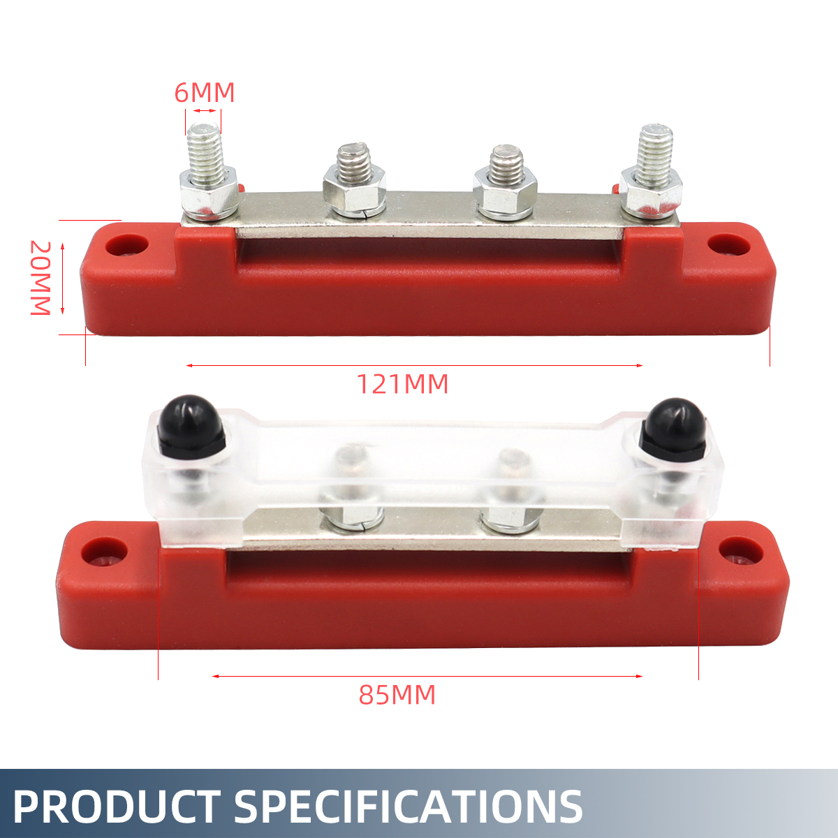 4 Terminal Stroomverdeling Blok 48V 150A Bus Bar Klemmenblok Voor Caravan Vrachtwagen Boot Auto Camper Rv