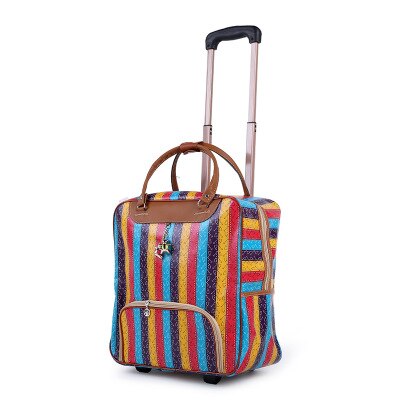 Vrouwen Trolley Bagage Rollende Koffer Casual Strepen Rolling Case Reistas op Wielen Bagage Koffer: A12