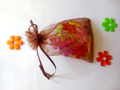 9*12cm 500pcs Multi color bags for jewelry/wedding/christmas/birthday Yarn bag with handles Packaging Organza bags: brown