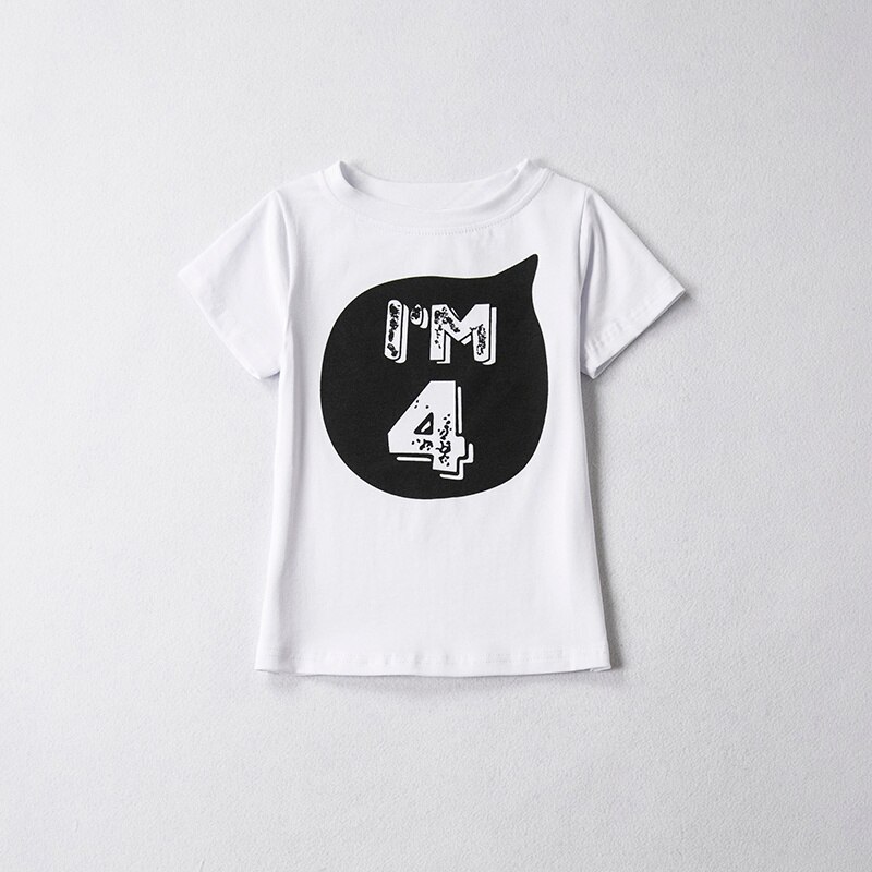 Sommer Mädchen jungen Tops Kid t shirts T Kleidung Baumwolle lustige T Shirts 1st Eine Jahre 2nd Geburtstag Outfits 3 jahr Weiß Tshirt: White 4