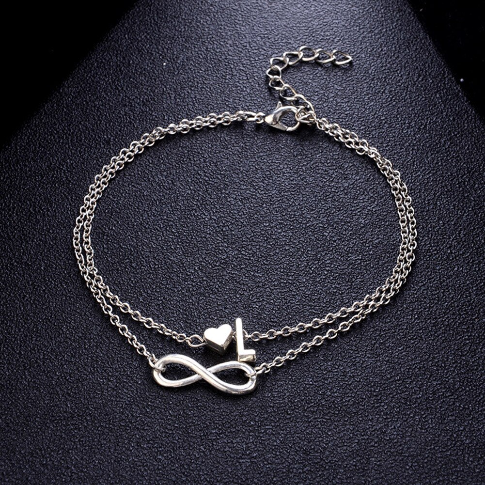 Simple Letter Heart Female Anklets Foot Jewelry Leg Anklets On Foot Ankle Bracelets For Women Leg Chain