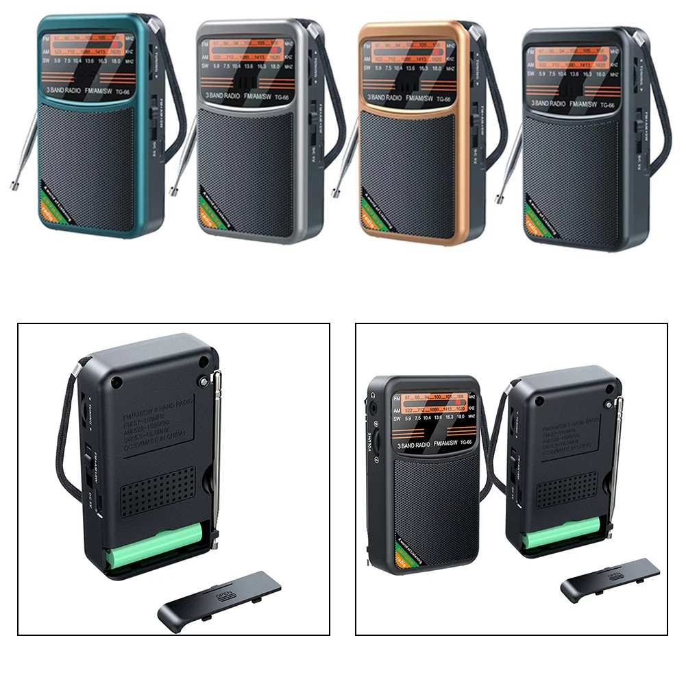 Kieszonkowe radio ręczne Radio FM AM SW Wbudowany głośnik Radio tranzystorowe Typ-C Akumulatorowy odtwarzacz radiowy dla starszych osób chodzących po domu