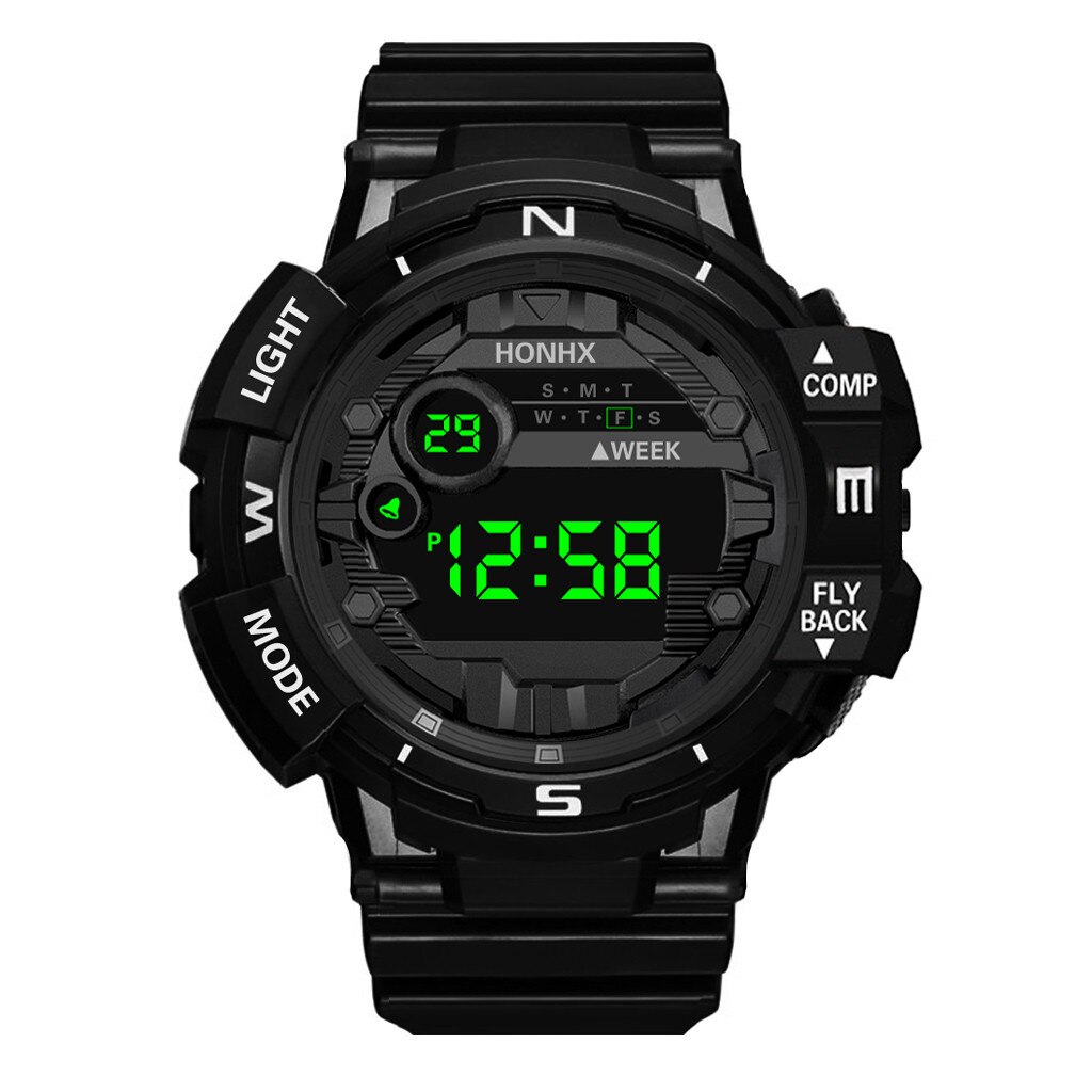 Horloges Luxe Heren Horloges Digitale Led Horloge Datum Sport Horloge Mannen Outdoor Elektronische Horloge Relogio Masculino: Black