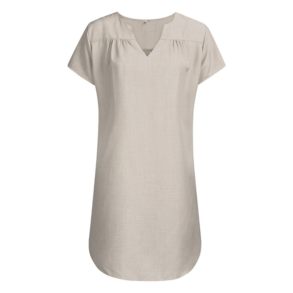 Vrouwen Zomer V-hals Korte Mouw Casual Tops Jurk