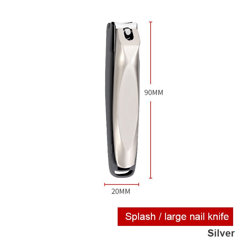 Splash-proof Nail Clippers Set Stainless Steel Single Diagonal Anti-splash Nail Cutter 4 Styles Sharper Nail Trimmer: Silver large size