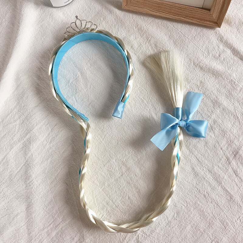 Eenvoudige, schattige cartoon sneeuwvlok kroon pruik met strass steentjes, vlechten, kinderhoofdband voor meisjes, haaraccessoires: 4