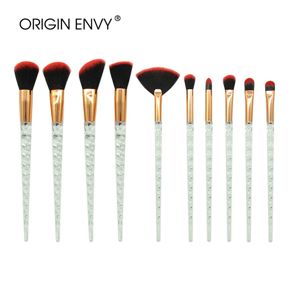 ORIGIN ENVY 10 Uds multifunción unicornio brocha de maquillaje blanco Patrón En Espiral pinceles de maquillaje en forma de cuerno brocha para cejas brocha para sombra de ojos: Transparent