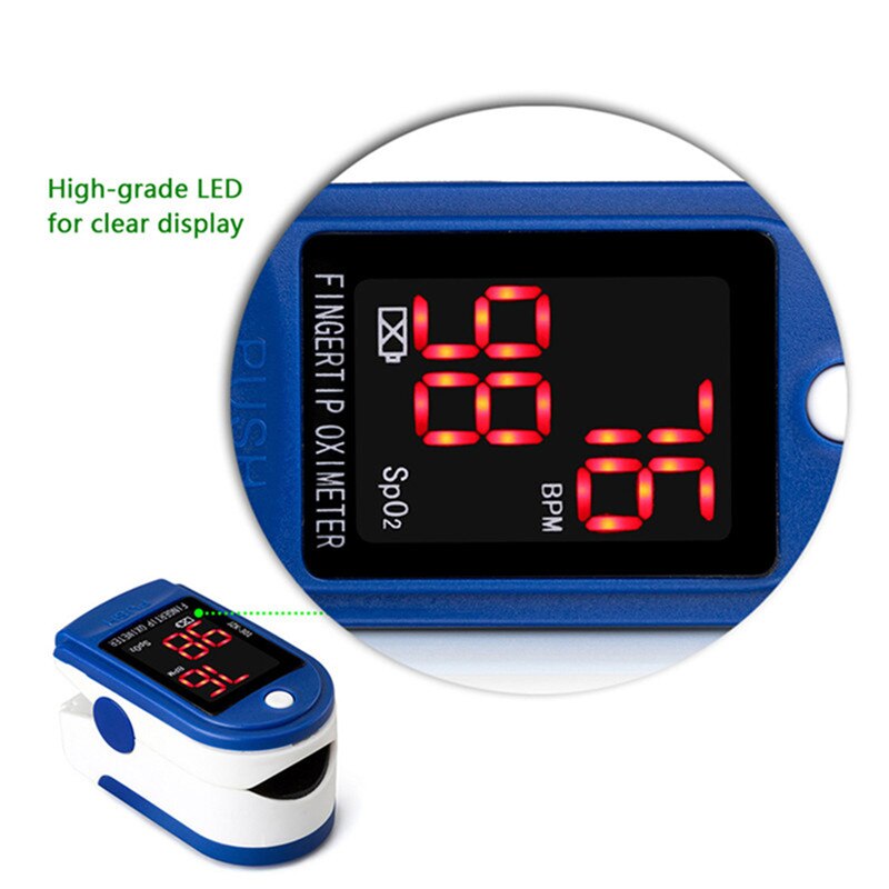 Pulse Oximeter Fingertip Blood Oxygen SpO2 Monitor Fitness Tracker Health Care Sports Exercise Monitoring Digital LED Display