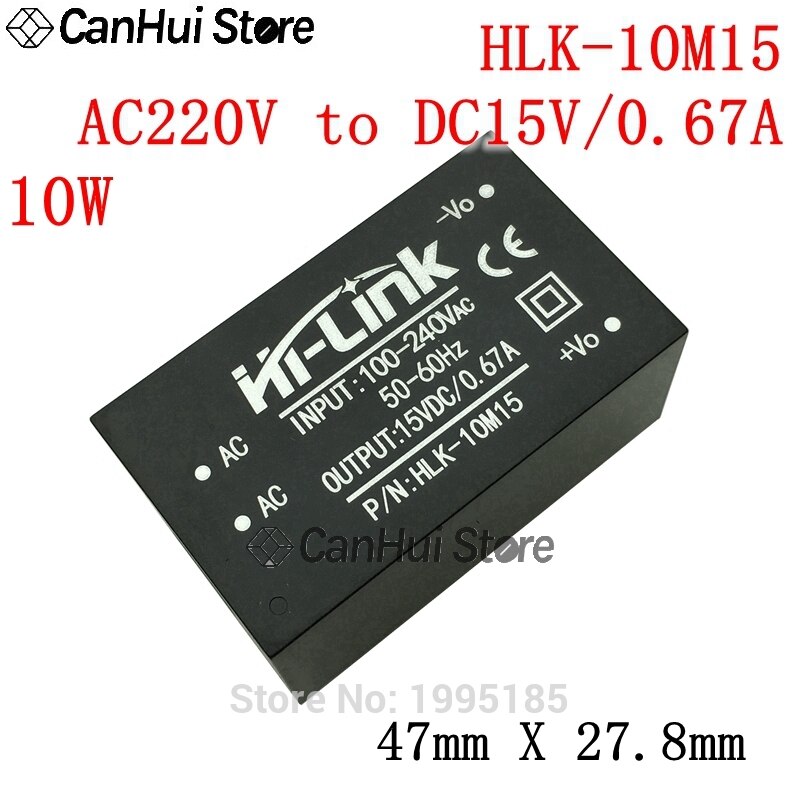 HLK-10M05 10M03/09/12/15/24 AC-DC 220V to 3.3V/5V/9V/12V/15V/24V Intelligent Household Mini Isolation Switch Power Supply Module: 10M15